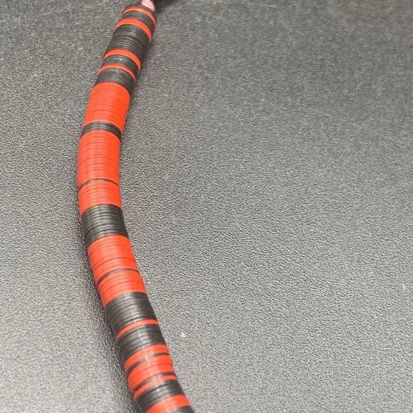 Unusual Art Glass Necklace in Red & Black Ethnic Style Surfer Jewelry - Picture 6 of 6